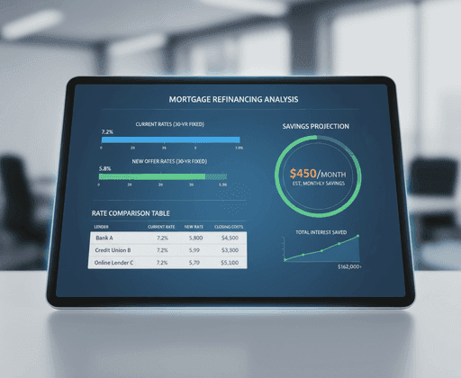 Mortgage refinancing analysis dashboard