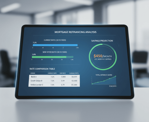 Mortgage refinancing analysis dashboard